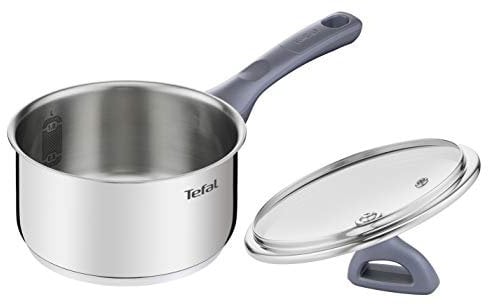 Tefal Daily Cook - Cazo de 18 cm + Tapa, Apto inducción, sin antiadherente, capacidad de 2,1L, base reforzada, apto lavavajillas y horno, acero inoxidable