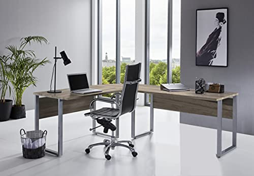 Büromöbel Arbeitszimmer Komplett Office Edition in Soma Eiche/Weiss Matt (Winkelschreibtisch)