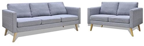 Gecheer 2tlg. Sofaset Stoffsofas Wohnzimmersofa Couch Loungesofa 2-Sitzer-Sofa und 3-Sitzer-Sofa Lounge Sofa Set Sessel Couch Loungesofa Polstersofa Hellgrau