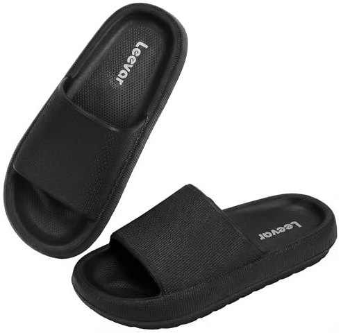 Leevar Hausschuhe für Damen Herren Dicke Plattform Sommer Strand Eva Weiche Sohle Slide Sandalen Dusche Schnell Trocknend Badezimmer Massage Pool Gym Haus Slipper