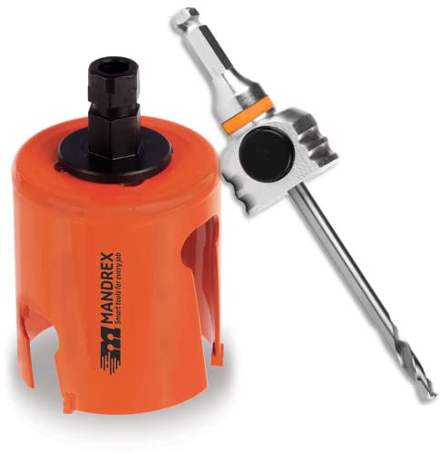 Mandrex | Mehrzweck Lochsäge SuperXcut Hartmetallzähnen, 60mm Schnitttiefe, mit Aufnahme | MHMQ0056B+MX200024B | Ø 56mm