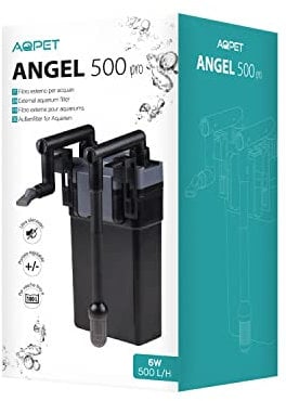 AQPET Angel 500 PRO Filtro Esterno per Acquari Fino a 100 Litri Completo di Spugne e Materiale Filtrante, Grigio