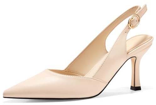 Rilista Damen-Pumps mit Fersenriemen, geschlossener Spitze und Kitten-Heels für Hochzeiten und Festlichkeiten