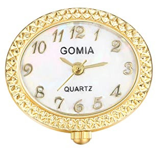 JewelryWe Ringuhr Fingeruhr Damen Analog Quarz Ring Uhr Verstellbare Fingerringuhr Uhrenring mit ovalem Muschel Digital Zifferblatt Gold