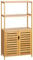 kleankin Mobiletto Bagno con 2 Ripiani Aperti e Armadietto a 2 Ante, Mobile Salvaspazio in Bambù 60x30x120cm, Naturale