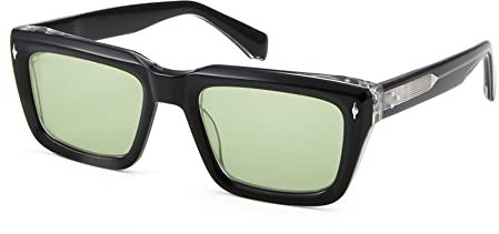 HPIRME Gafas de sol de acetato tono amarillo con gafas de sol antiguas.,Cristal LGREEN,Talla única