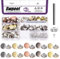 Swpeet Lot de 102 rivets de rechange pour jeans, 5 couleurs, 17 mm, sans couture, sans clous, amovibles, boutons pression et outil d'installation pour vêtements
