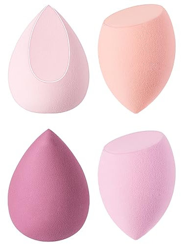 UAMLVCN Eponge Maquillage - 4PCS Beauty Blender Sèche, Blender Maquillage Poudre Humide Poudre Pour Crème, Liquides et Poudre - Rose