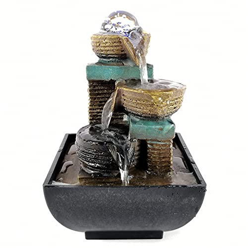 Fuente de Escritorio Fuente de escritorio Fuente esférica Fuente de la mesa de 3 capas ROCA ROCA ROCA DE ROCA El sonido del agua, adecuada for la oficina y la decoración del hogar Fuente de mesa