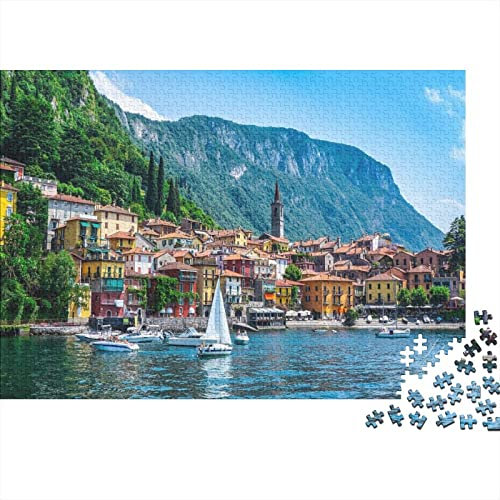 Lake Garda Puzzle 1000 Teile Erwachsenenpuzzle Puzzle Lago Di Garda Holzpuzzle Geschicklichkeitsspiel Für Die Ganze Familie Intellektuelles Herausforderungsspiel 1000pcs (75x50cm)