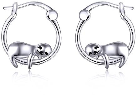 URONE Faultier Ohrringe 925 Sterling Silber Faultier Creolen Faultier Schmuck Faultier Geschenke für Frauen Damen