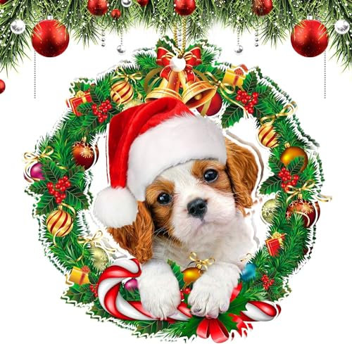 Welpe Weihnachtsschmuck, Hunde Weihnachtsschmuck, Hunde Baumschmuck, Acryl Hund Hängende Ornamente, Weihnachtsanhänger, Weihnachtshunde Baumschmuck, Acryl Hunde Weihnachtsbaum