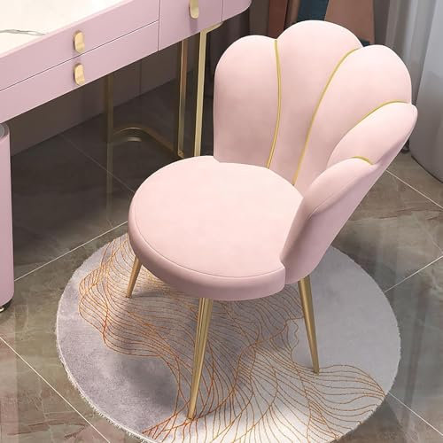 Yesbon Poltrona Camera da Letto in Velluto Moderno, Sedia Poltroncina da Sala Pranzo con Gambe in Oro, Poltrona da Salotto e Camera da Letto Moderne da Cucina con Seduta,Rosa