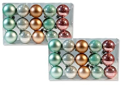 Kunststoff Weihnachtskugel rosa/Mint 2 Sets - 30 Stück Ø 5cm Deko Kugel Christbaumschmuck Mix Matt Glänzend