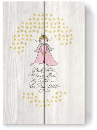 artboxONE Holzbild 30x20 cm Weihnachten Glück ist EIN Kleiner Stern von Künstler MissSusi