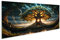 islandburner Prime Bild auf Leinwand Leuchtender Yggdrasil Baum Bilder Wandbilder Poster