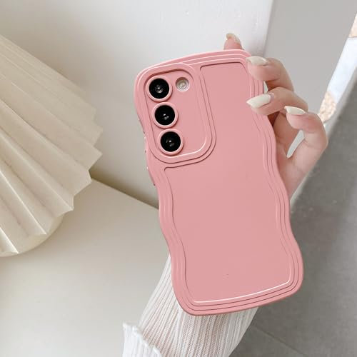 UEEBAI Hülle für Samsung Galaxy A15 4G/5G, Niedliche Lockige Wellen Rahmenform Silikon Handyhülle Ultra Dünne Stoßfeste Schutzhülle Slim Fit Weiche TPU Bumper Cover für Frauen Mädchen, Rosa