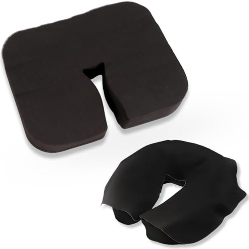 Einwegauflage für Kopfteil I 100x Schwarz I Nasenschlitztücher Massageliege I Massageauflage I Piercing Kissen Bezug I Massage Kopfstütze Bett I Wellness Zubehör I Kosmetik Kissen I Face Mats