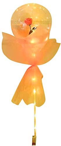 Leuchtender Ballon-Rosenstrauß, Transparenter Kugelstrauß, Valentinstagsgeschenke mit Gaze, Pappe, Komplettes Set (Rose)