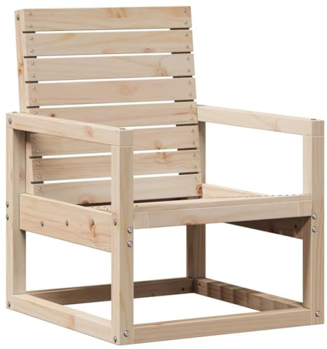 vidaXL Gartenstuhl, Outdoor Stuhl Sessel mit Armlehnen Rückenlehne, Gartensessel mit Latten-Design, Holzstuhl Gartenmöbel Terrassenmöbel, Massivholz Kiefer