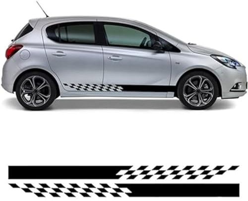 für Opel Corsa C D E F, Auto Aufkleber Wasserdichter Karosserie Seitenschweller Aufkleber Zubehör,Matt Silver