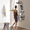 Dnkelar Duschsystem, Duschstange Höhenverstellbar, Duschset mit Mischbatterie, Duschsystem mit Regendusche, Regal und Handbrause mit 3 Strahlarten (Ohne Thermostat-LED Display-Schwarz-6)