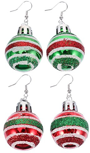 SAFIGLE 2 Paar Weihnachtskugel-ohrringe Weihnachtsschmuck Ohrringe Einfädler Kreative Frau Ohrtropfen Trendiger Schmuck Weihnachtstropfen Baumeln Kugelförmige Legierung
