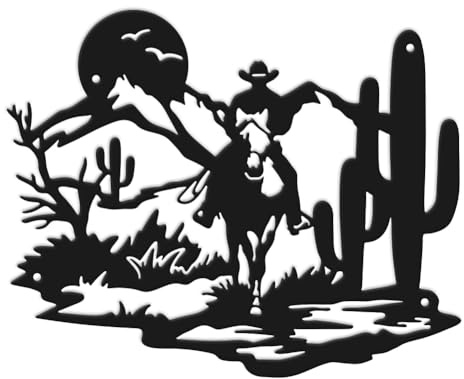 SUPERDANT Metall-Wandkunst, Western-Cowboy, Wüstenkunst, rustikale Natur-Wanddekoration, Heimdekoration, Schlafzimmer, Büro