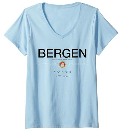 Femme Bergen Norway Home Bergen Norvège Ami Souvenir Norvège T-Shirt avec Col en V