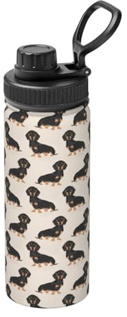 InOmak Perro salchicha Botella de agua de 18 oz, taza de acero inoxidable con aislamiento, vaso de vacío, termo de agua
