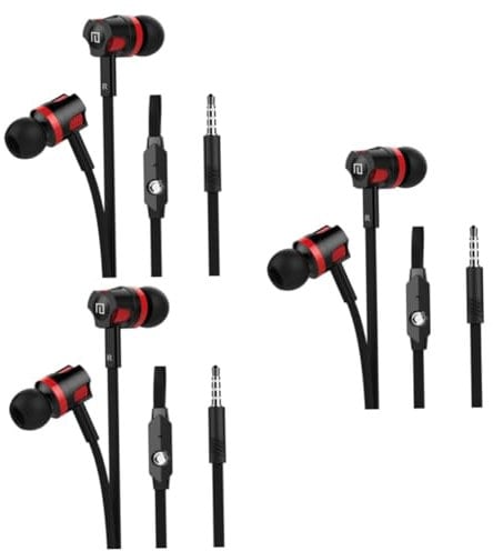 CONGARTENO 3pcs Sports Earphones Built-in Microphone Noise Cancelling In-ear Headset Black Wired Headphones Ergonomic Design Sweatproof
