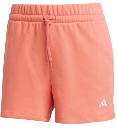 adidas Damen Essentials SMALL Logo Feel Cozy Shorts, semi Turbo/White, S