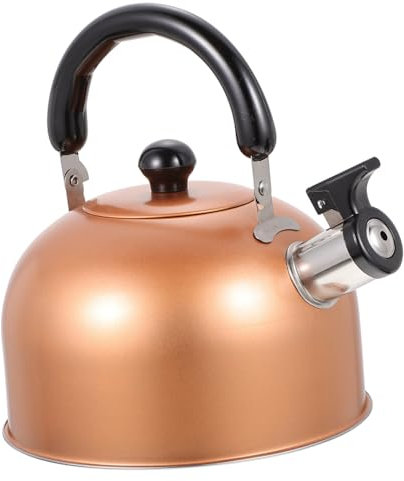 KICHOUSE 1 Pc bouilloire en acier inoxydable chaudière à eau chaude cafetière qui siffle thé électrique bouilloire sifflante Bouilloire de cuisine pot de sifflet théière sifflante Golden
