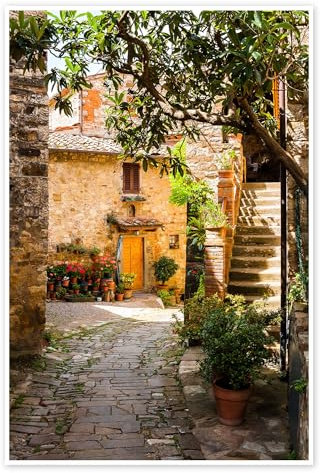 Mediterrane Gasse, Toskana Poster von Reiner Würz 40 x 60 cm Wandbilder Wanddeko