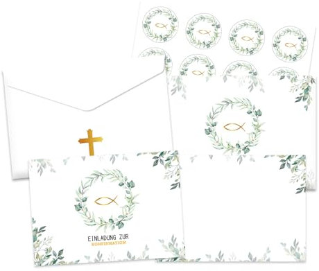 Qaziuy 12 x Einladungskarten Konfirmation, Einladung Konfirmation Einladungskarten Einladungen zur Konfirmation Jungen Mädchen Firmung Konfirmation Deko