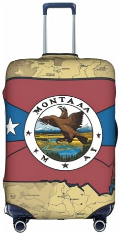 Gepäckabdeckung, abstrakte Montana-Flagge, Map04, elastisch, waschbar, Stretch, Koffer-Schutz, kratzfest, Reiseabdeckung, Weiss/opulenter Garten, Medium