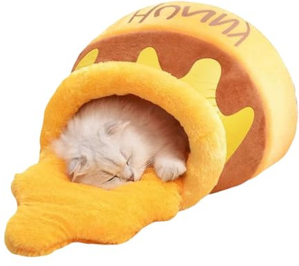 Huipalon Cat Bed Honey Pot Cat Cave Bed Soft Rebound Sponge Memory Foam Cat Nest with Removable Honey Cushion Cute Cartoon Design Pet Bed for Cats and Pets 43×27 CM