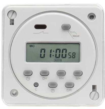 BAOMAIN CN101A Minuteur programmable avec Couvercle étanche AC 220 V avec écran LCD numérique 16 A et 28 Prises en Charge du Programme hebdomadaire Quotidien (CN101A 220V+Cover)
