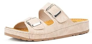 OHC Modele Hibiscus - Sandales Nu-Pieds Femme Confort Pieds Larges – Cuir Véritable, Semelle Orthopédique 7 Zones, Talon 3 cm – Réglables à Boucles – Style Estival Élégant pour Pieds Sensibles