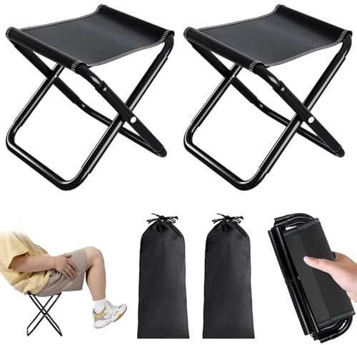 CHENBOOW Tragbarer Klapphocker,2 Stück Camping Hocker 30cm,Campinghocker,Mini-Klapphocker,Gartenhocker,Klappstuhl,Leicht Sitz Falthocker,mit Aufbewahrungsbeutel,für Wandern,Garten,Reisen