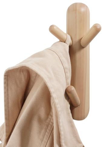 keypak Wall Mounted Totem Coat Rack - 3 Hook Scandi Branch Hanger | Decorative Wooden Hook Rail for Coats, Towels, Hats & Bags in Hallway, Bedroom or Door