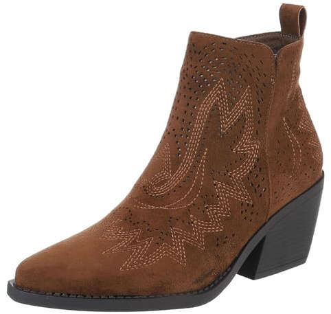 Ital Design Damen Stiefeletten mit Reißverschluss und Blockabsatz, spitze Form