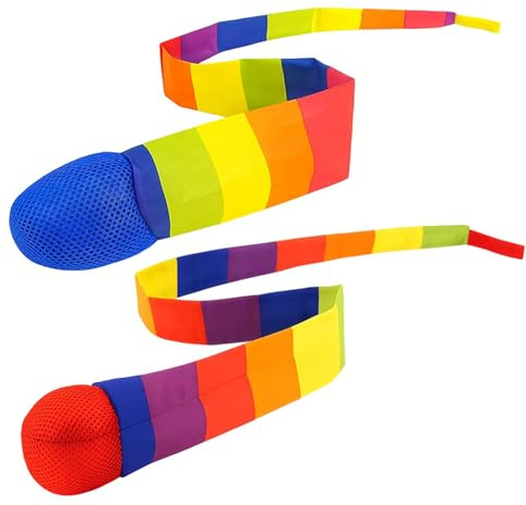 Gmubjux Regenbogenball, 2 Stück Flummi Mit Schweif Für Gartenspiele Für Kinder, Tiefblau Und Rot, 95cm Oxford-Stoff Bälle Zur Förderung Der Hand-Auge-Koordination