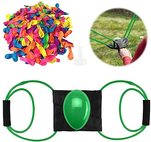 Shyllin Wasserbomben Schleuder 3 Personen, 1x Wasserballon Werfers mit 200x Wasser Ballons, Wasserbombenwerfer set Für Kinder Und Erwachsene,Outdoor Spiele, Beach Party, Familienspiel (Grün)
