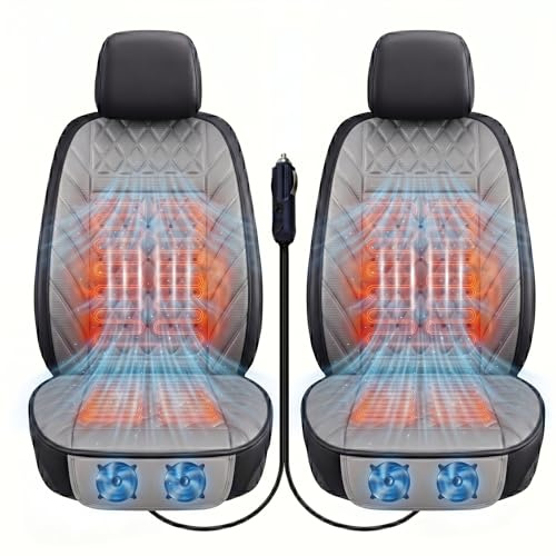 Ctopkatuo 12V Auto Klimasitzauflage - Kühlende Belüftung & Beheizbare Sitzauflage, 3D Mesh Gewebe, Leise Lüfter, Universeller Sitzbezug für Auto & SUV (Grau)