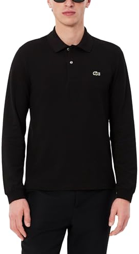 Lacoste Men's L-1312 Long-Sleeve Polo Shirt, Black, Medium
