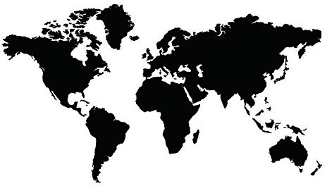 Winhappyhome Black Plate World Map Wall Stickers for Living Room TV Sofa Office Meeting Room Backdrop Removable Decor Decals