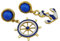 Hanessa Anker & Ruder Ohrringe in Blau / Weiß / Gold Meer See-Fahrer Maritim Wasser Damen-Schmuck