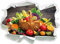 Stil.Zeit Frisches Obst und Gemüse im Korb, Papier 3D-Wandsticker Format: 92x67 cm Wanddekoration 3D-Wandaufkleber Wandtattoo