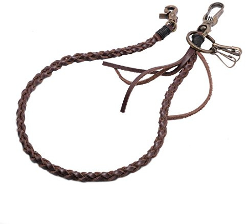UNIQSUM Braided Genuine leather wallet chain Biker Punk Key chains (Vintage DB)